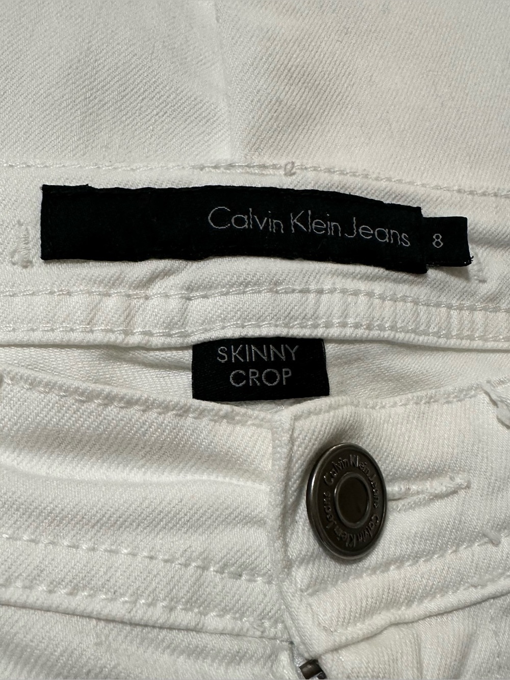 Calvin Klein Jeans White Cropped Slim Skinny Crop Straight Jeans - Picture 2 of 7